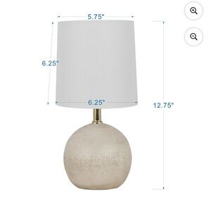 12.75 Inch White Ball Table Lamp with White Linen Shade